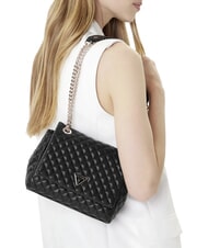 GUESS EVERLEE Geantă de umăr matlasată, geantă crossbody BLACK - Genți femei - 5