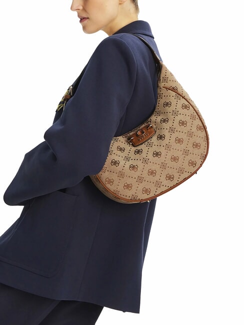 NEDA Geantă de umăr hobo din material jacquard LOGO LAPTE - Genți femei