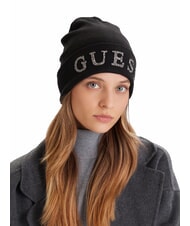 GUESS KNITTED Căciulă beanie cu logo și strasuri BLACK - Căciuli - 4