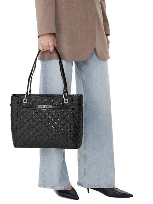 IDRA Geantă de umăr matlasată BLACK - Genți femei