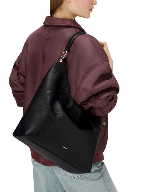 LARA Geantă de umăr din piele negru - Genți femei