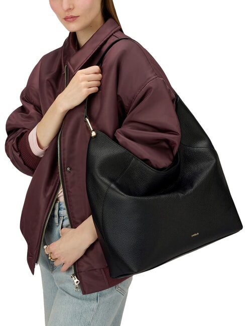 LARA Geantă de umăr din piele negru - Genți femei