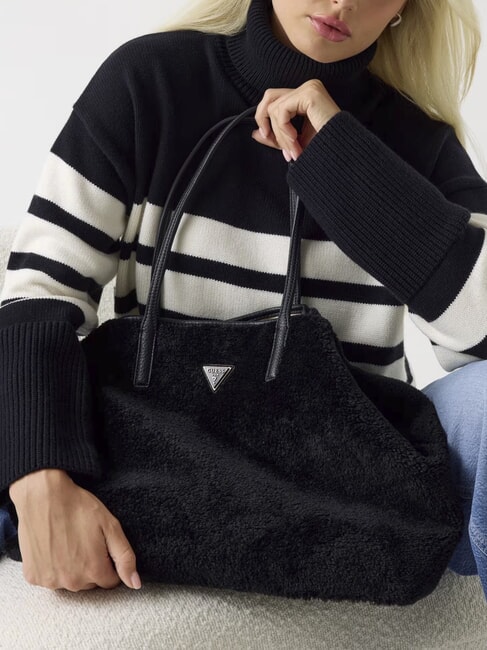 VICTORIA Geantă tip shopper Teddy cu plic BLACK - Genți femei