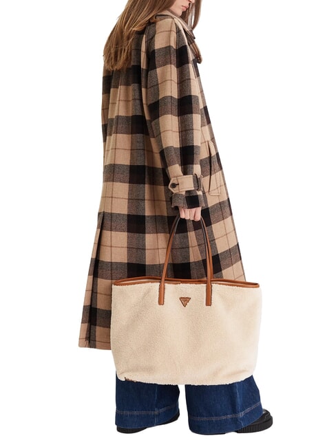 VICTORIA Geantă tip shopper Teddy cu plic natural / coniac - Genți femei