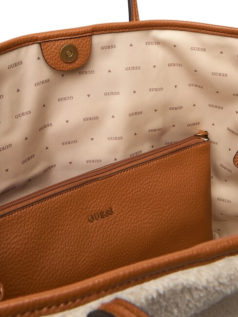 VICTORIA Geantă tip shopper Teddy cu plic natural / coniac - Genți femei