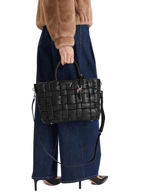 MARION Geantă de m&acirc;nă țesută cu curea de umăr BLACK - Genți femei