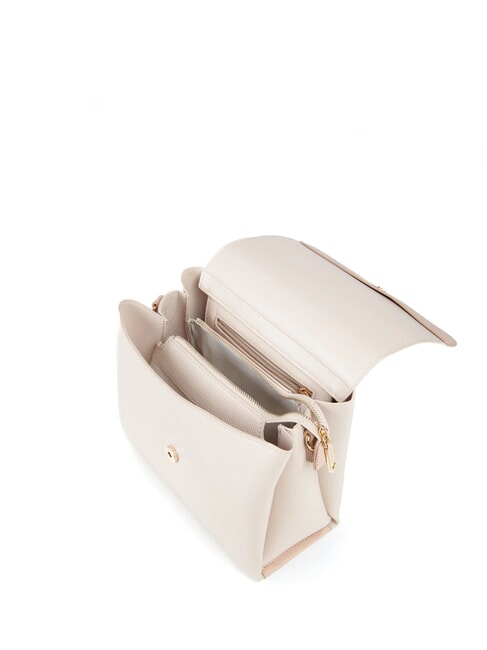 ALEXIA Geantă cu logo metalic pe curea de umăr ecru - Genți femei