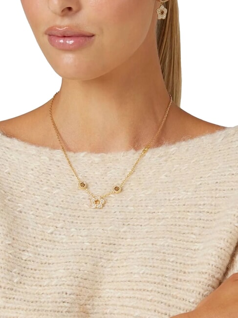 SHINING WINTER Colier cu floare și cristale aur galben - Lănțișoare