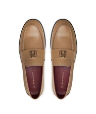 TOMMY HILFIGER THE LEATHER CLASSIC Mocasini din piele pentru femei kaki - Pantofi femei - 4