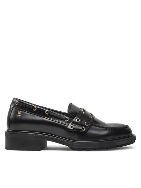 CHUNKY NAUTICAL EYELETS  Mocasini din piele negru - Pantofi femei