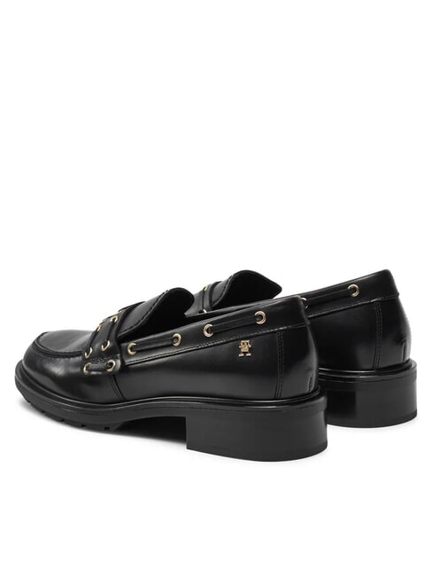 CHUNKY NAUTICAL EYELETS  Mocasini din piele negru - Pantofi femei