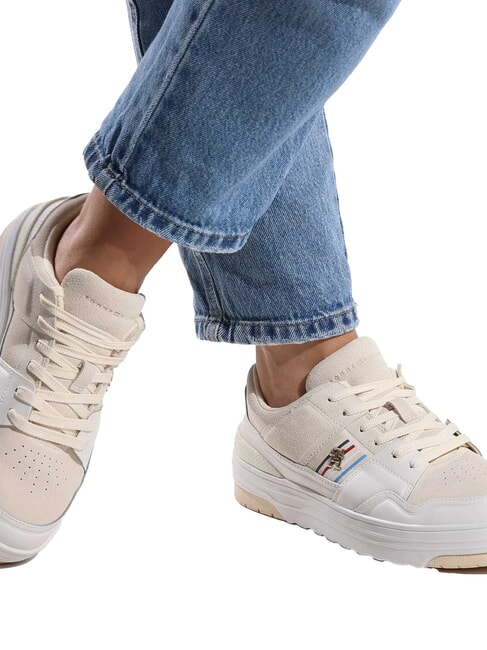 SUEDE STRIPES BASKET Teniși din piele &icirc;ntoarsă bej - Pantofi femei