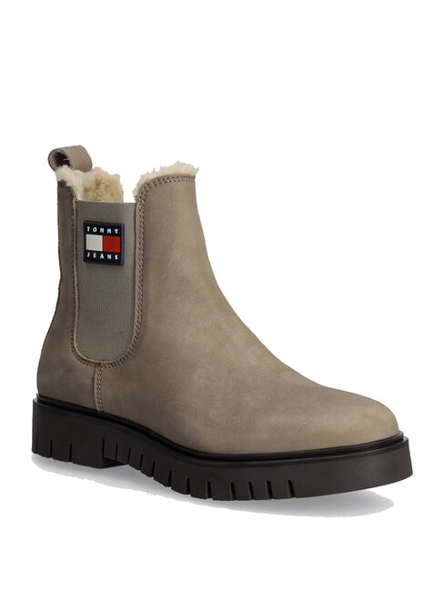 TH JEANS Ghete din piele nubuck kaki - Pantofi femei