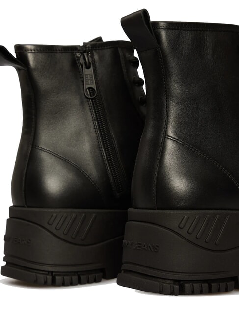 TH JEANS Ghete din piele cu platformă și fermoar negru - Pantofi femei