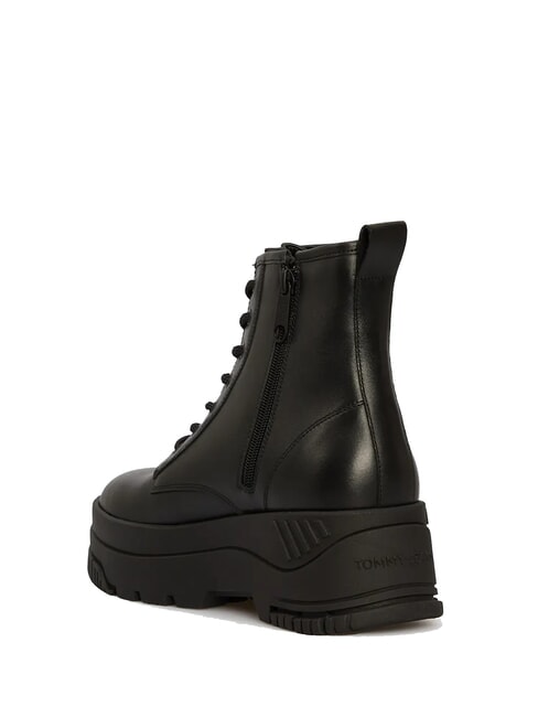 TH JEANS Ghete din piele cu platformă și fermoar negru - Pantofi femei