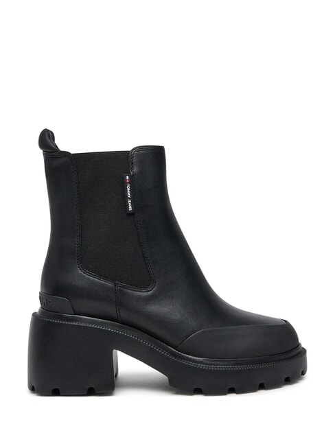 TH JEANS Ghete din piele cu toc mediu negru - Pantofi femei