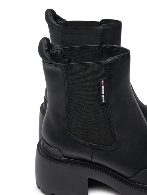 TH JEANS Ghete din piele cu toc mediu negru - Pantofi femei