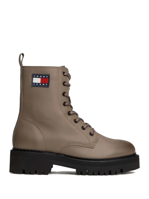 TOMMY JEANS Urban Lace Up Botine din piele gri - Pantofi femei