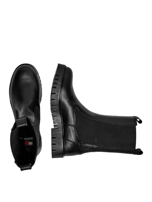 TH JEANS Ghete din piele pentru gleznă negru - Pantofi femei