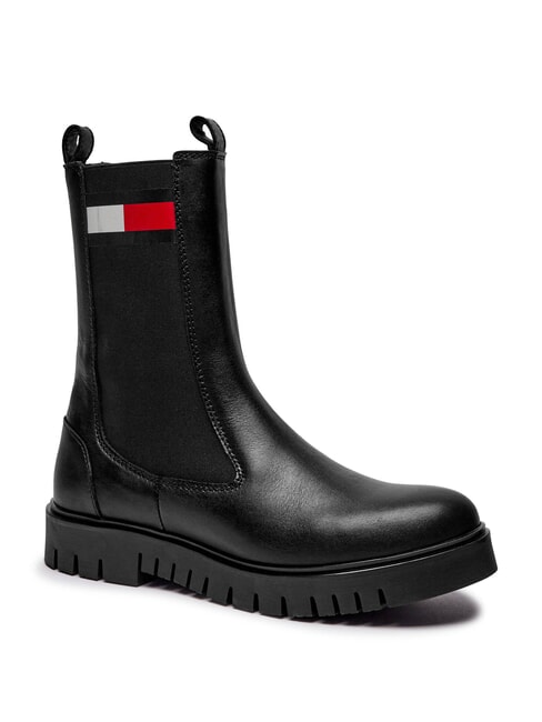 TH JEANS Ghete din piele pentru gleznă negru - Pantofi femei