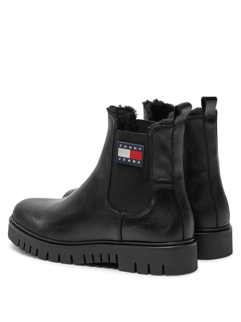 TH JEANS Ghete din piele pentru gleznă negru - Pantofi femei