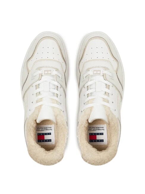 TH JEANS Teniși din piele cu aplicație ecru - Pantofi femei