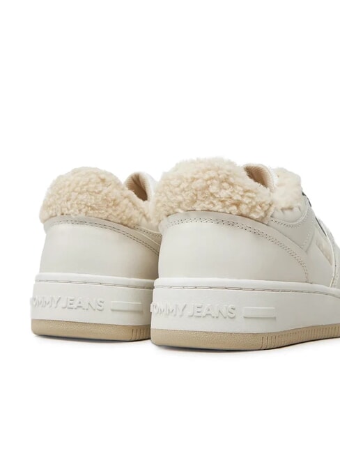 TH JEANS Teniși din piele cu aplicație ecru - Pantofi femei