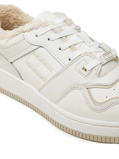 TH JEANS Teniși din piele cu aplicație ecru - Pantofi femei