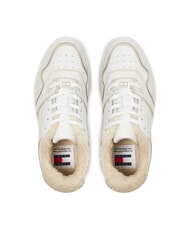 TOMMY HILFIGER TH JEANS Teniși din piele cu aplicație ecru - Pantofi femei - 3