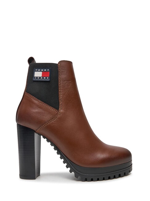 TJW NEW ESS HIGH HEEL Ghete din piele cu toc bloc maro - Pantofi femei