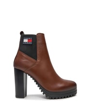 TOMMY HILFIGER TJW NEW ESS HIGH HEEL Ghete din piele cu toc bloc maro - Pantofi femei - 2