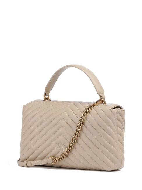 CLASSIC LADY LOVE BAG geanta chevron bej-gri fumuriu-auriu antic - Genți femei