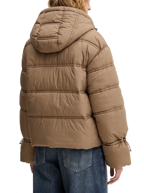 NEW DAISY Jachetă de puf cu glugă gri taupe spălat multicolor - Jachete de puf pentru femei