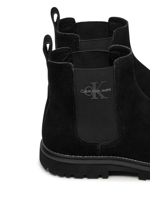 CK JEANS Ghete din piele &icirc;ntoarsă triplu negru - Pantofi bărbați