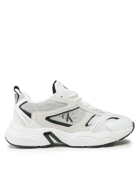 RETRO TENNIS Teniși din piele &icirc;ntoarsă și plasă alb - Pantofi femei