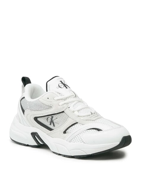 RETRO TENNIS Teniși din piele &icirc;ntoarsă și plasă alb - Pantofi femei