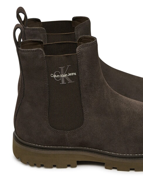 CK JEANS Ghete din piele &icirc;ntoarsă maro - Pantofi bărbați