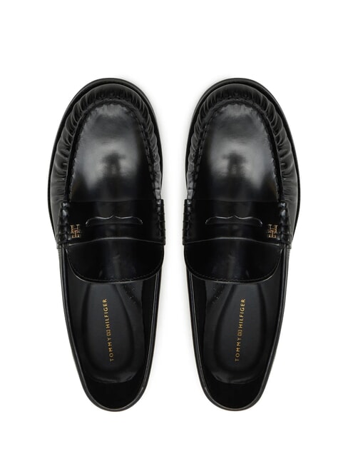TH MONOGRAM Mocasini din piele strălucitoare negru - Pantofi femei