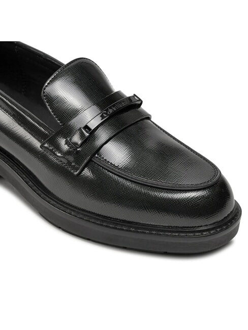 LOAFER BAR SAFF Mocasini din piele cu inserție saffiano negru - Pantofi femei