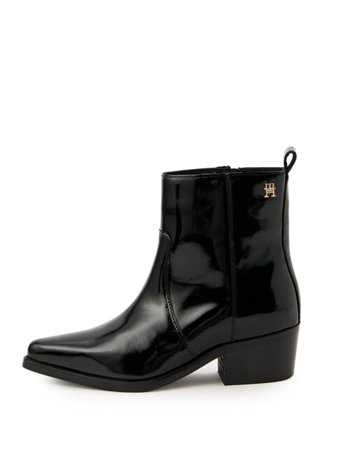 TH COWBOY Ghete texane din piele strălucitoare negru - Pantofi femei