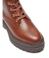 TOMMY HILFIGER TH ELASTIC RIB LACEUP Ghete din piele cu șireturi coniac maro - Pantofi femei - 4