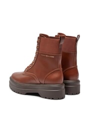 TOMMY HILFIGER TH ELASTIC RIB LACEUP Ghete din piele cu șireturi coniac maro - Pantofi femei - 5