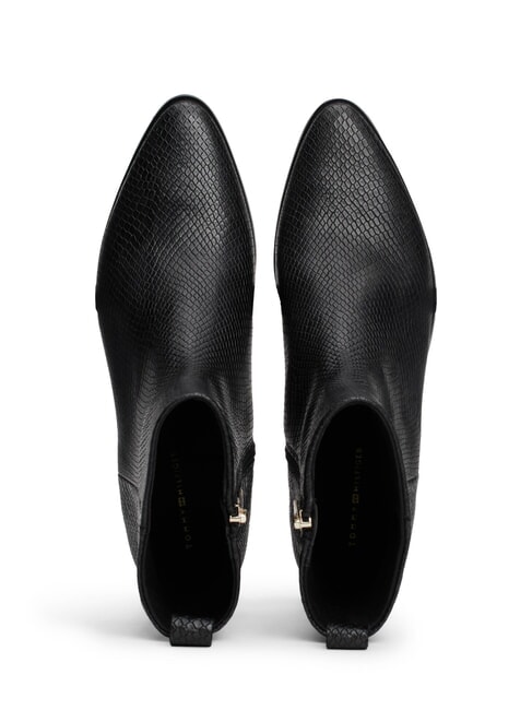 LOW COWBOY Ghete cu v&acirc;rf ascuțit din piele imprimată negru - Pantofi femei