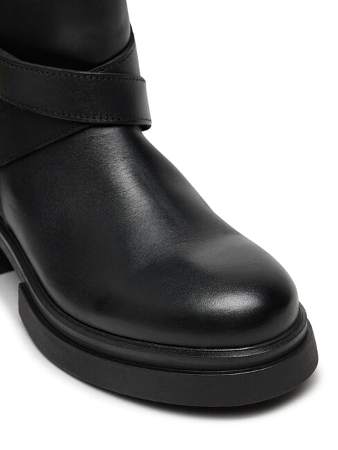 BIKER Ghete din piele cu cataramă negru - Pantofi femei