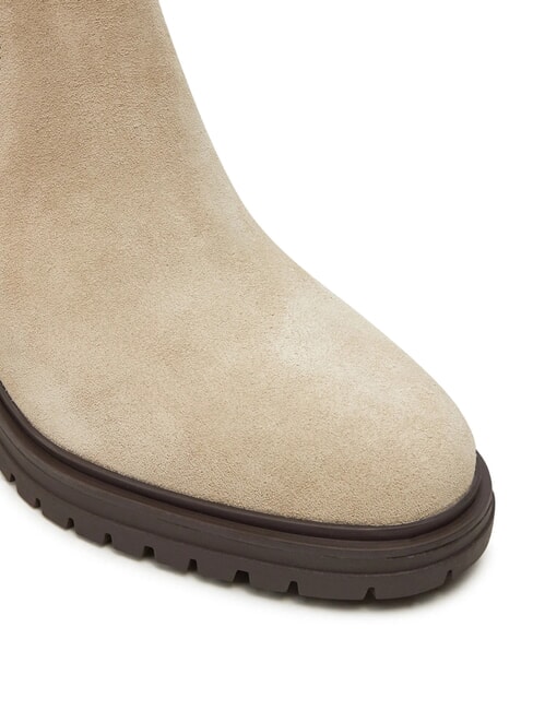 FLAG MID HEEL Ghete din piele &icirc;ntoarsă bej - Pantofi femei