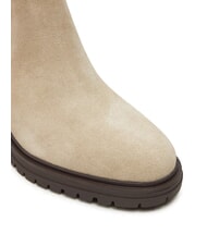 TOMMY HILFIGER FLAG MID HEEL Ghete din piele &icirc;ntoarsă bej - Pantofi femei - 3