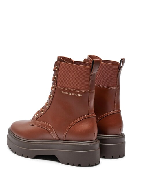 TH ELASTIC RIB LACEUP Ghete din piele cu șireturi coniac maro - Pantofi femei