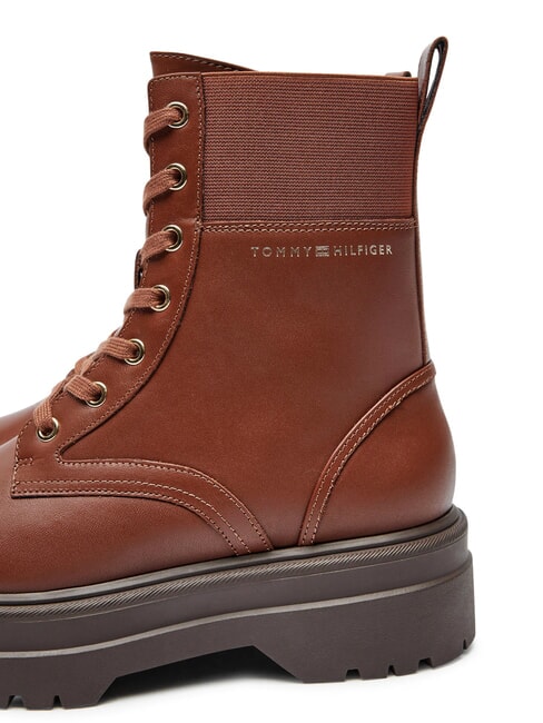 TH ELASTIC RIB LACEUP Ghete din piele cu șireturi coniac maro - Pantofi femei