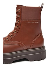 TOMMY HILFIGER TH ELASTIC RIB LACEUP Ghete din piele cu șireturi coniac maro - Pantofi femei - 3