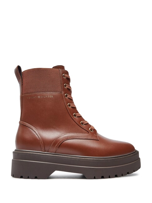 TH ELASTIC RIB LACEUP Ghete din piele cu șireturi coniac maro - Pantofi femei